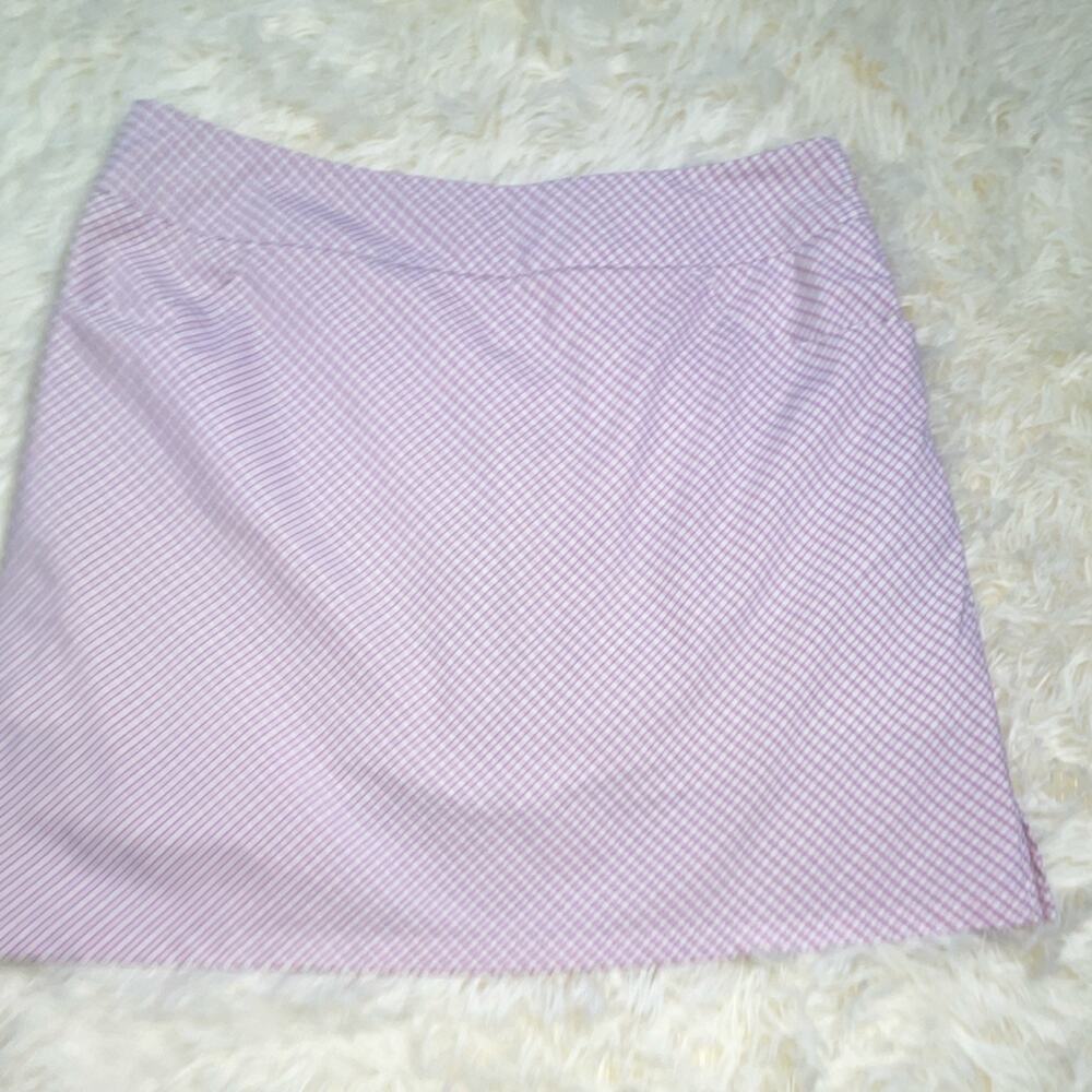adidas Womens Athletic Golf Skort Skirt Pink Purple Plaid Size 8 Stretch Pockets